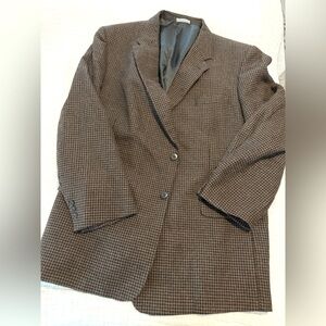 Ferracci Pure Alpaca Men's Brown Houndstooth Blazer EUC 2715